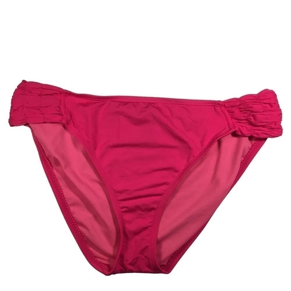 BISOU Busou - Barbie Hot Pink Hipster Bikini Bottom Ruching Detail - Size Large